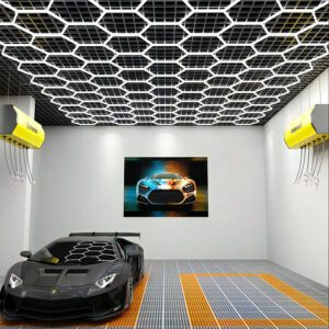 Red Green Blue Purple Color Frame Led Hexagon Garage Light for Auto Detail Shop Car Shop