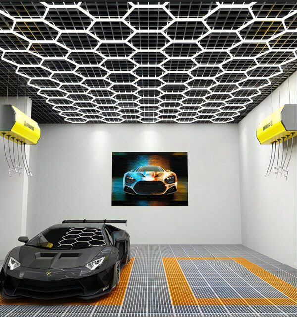 Red Green Blue Purple Color Frame Led Hexagon Garage Light for Auto Detail Shop Car Shop