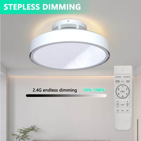 Modern Full Spectrum Bladeless Fan Light Dimmable with Remote Control LED Indoor Bedroom Mute Ceiling Lights - Image 3