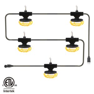 50FT 5 Head Bulbs IP65 Linkable Temporary Patio Garden Construction Outdoor Led String Lights with Shatterproof Cage