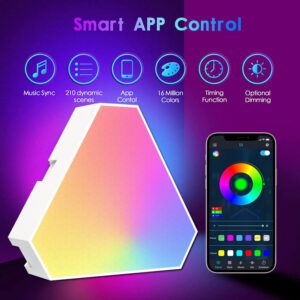 Smart App Control RGBIC Colors Triangle Wall Light Panels Modular 6 Pack Gaming Led Lights for Gaming Setup Living Room