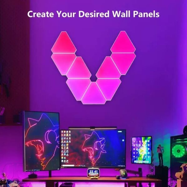 Smart App Control RGBIC Colors Triangle Wall Light Panels Modular 6 Pack Gaming Led Lights for Gaming Setup Living Room - Image 4