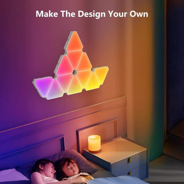 Smart App Control RGBIC Colors Triangle Wall Light Panels Modular 6 Pack Gaming Led Lights for Gaming Setup Living Room - Image 2