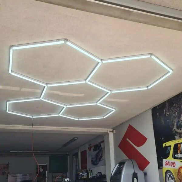 High Quality 5 Grids Hexagonal LED Lights Professional Detailing Workshop Led Lights Garage Ceiling LED Light for Car Workshop - Image 3