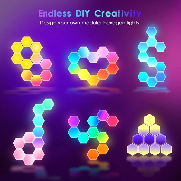 Smart App Control RGBIC Colors Triangle Wall Light Panels Modular 6 Pack Gaming Led Lights for Gaming Setup Living Room - Image 5