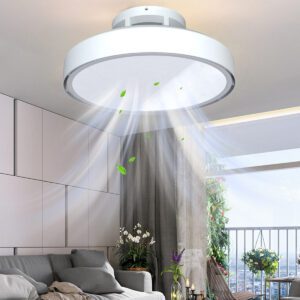 Modern Full Spectrum Bladeless Fan Light Dimmable with Remote Control LED Indoor Bedroom Mute Ceiling Lights