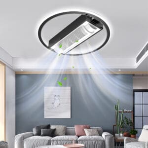 74W Round 220V Intelligent Remote Control Led Dimming and Wind Speed Home Living Room Home Ceiling Fans with Led Lights Remote Control