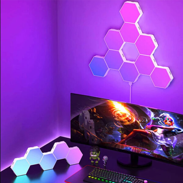 Smart App Control Rgb Colors Hexagonal Wall Light Panels Modular 6 Pack Gaming Hexagon Led Lights for Gaming Setup Living Room - Image 6