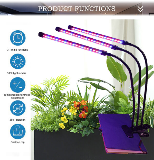 Full Spectrum Phytolamps DC5V USB LED Grow Light With Timer Desktop Clip Phyto Lamps for Indoor Plants Flowers Grow Box Seedling - Image 6