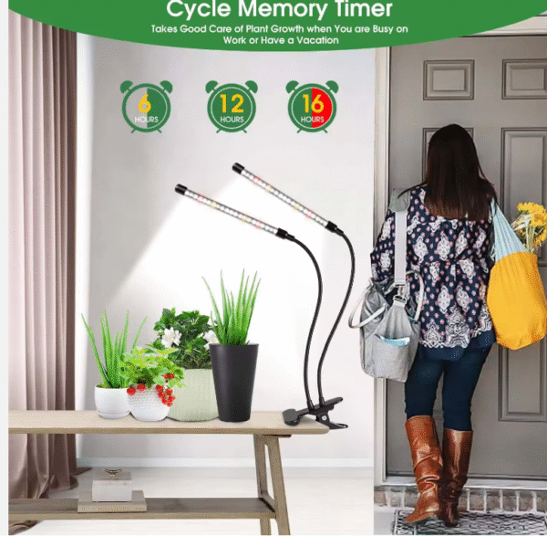 Automatic Timed Indoor Grow Light, Full Spectrum Grow Light with Clip, 6000K LED White Grow Light Indoor - Image 2