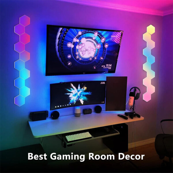 Smart App Control Rgb Colors Hexagonal Wall Light Panels Modular 6 Pack Gaming Hexagon Led Lights for Gaming Setup Living Room - Image 5