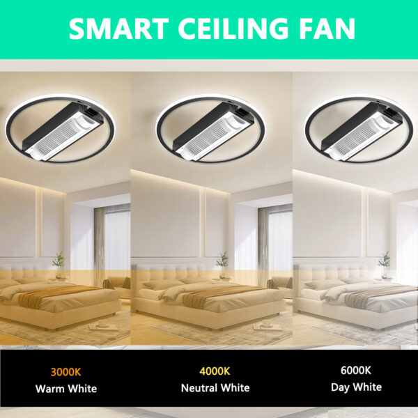 Intelligent Remote Control Led Dimming and Wind Speed Home Living Room Home Ceiling Fans with Led Lights Remote Control - Image 3