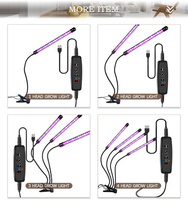 Full Spectrum Phytolamps DC5V USB LED Grow Light With Timer Desktop Clip Phyto Lamps for Indoor Plants Flowers Grow Box Seedling - Image 4