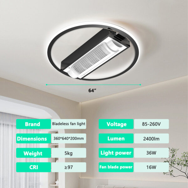 Intelligent Remote Control Led Dimming and Wind Speed Home Living Room Home Ceiling Fans with Led Lights Remote Control - Image 4
